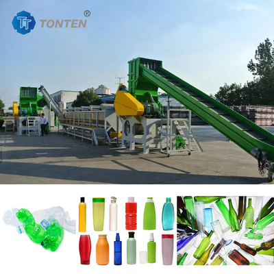 Linha de produção de reciclagem de trituração de plásticos Filme de garrafa de flocos de reciclagem
