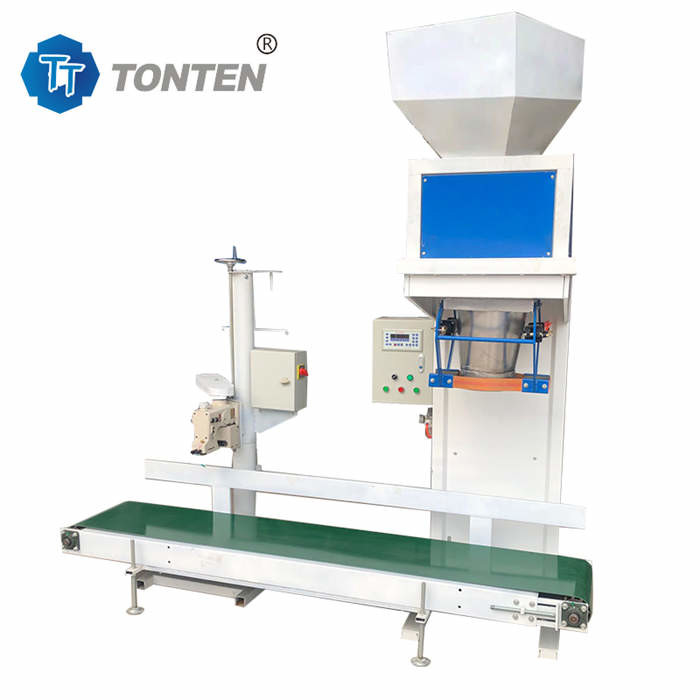 Máquina automática de pesagem e embalagem de partículas para enchimento pesometrico de arroz para alimentação de milho